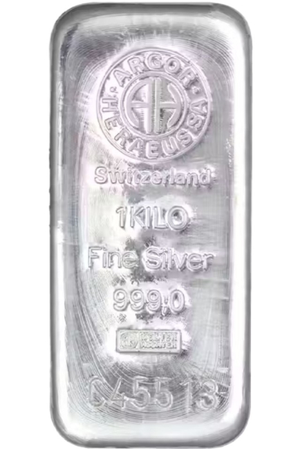 1000 Gramm Argor, Umicore, Metalor etc., Silberbarren, Rückläufer, gegossen